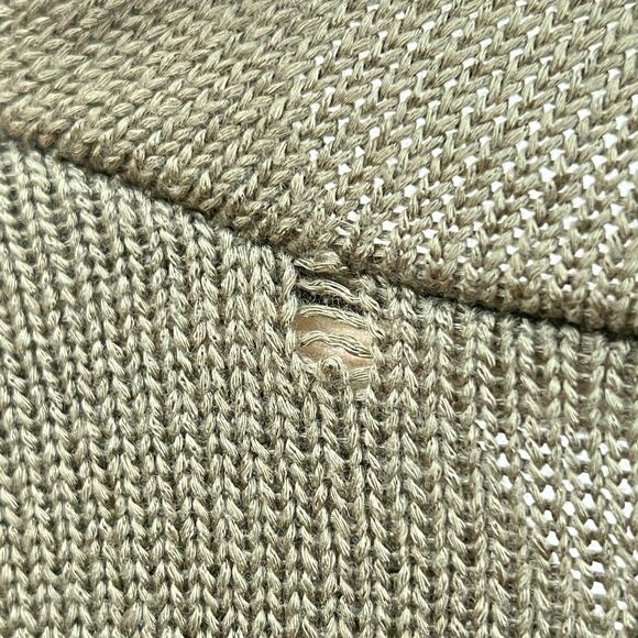 Marled Reunited Clothing Women's Green & Tan Striped Hooded V-Neck Sweater L - Picture 8 of 10